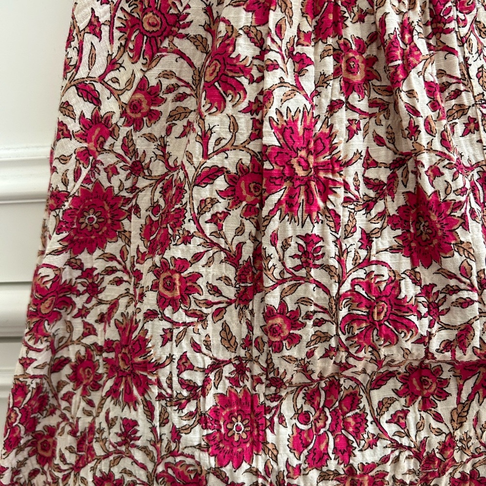 Primark Red Floral Peasant Blouse on Cream Base - Picture 3 of 3